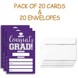 20 Cards With Envelopes, Graduation Party Invitations 2026, 2026 College, High School, University Grad Celebration.?027? (Purple)