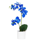 Blue Orchid Artificial Flowers In Pot, Fake Potted Orchid Flowers, Decoration For Home Office Wedding