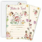 Fairy Theme Birthday Invitations, Flutter & Twirl Birthday Party Invite Cards For Boys & Girls - 20 Double Side Fill-In Invites With Envelopes, Party Favor & Decorations - A19