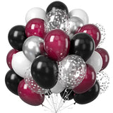 Burgundy Black Silver Balloon Set for Birthday Wedding Bridal Shower Parties