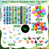 107 Pcs Dinosaur Birthday Party Favors Piñata Set Dino Decoration 16.5 X 11.8 X 3.1 Inch Dinosaur Birthday Piñata With Stick Blindfold For Party Favors(Green,Lovely)
