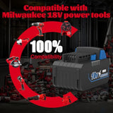 2Pack 6500Mah 18V Li-Ion Battery Replacement For Milwaukee M18 Battery Compatible With Milwaukee 18V Battery 48-11-1812 48-11-1840 48-11-1850 Cordless Power Tools