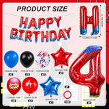 40" Spider Hero Number Balloon & Happy Birthday Banner Superhero Party Supplies