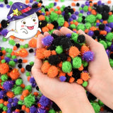 1200 Pieces Halloween Glitter Pom Poms in 4 Sizes for DIY Crafts & Party Decorations