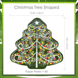 60 Christmas Party Paper Plates Tree-Shaped Disposable Dinner Plates Set