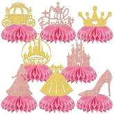 8 Pcs Princess Honeycomb Centerpieces, Princess Birthday Party Decorations, Princess Centerpieces For Tables, Princess Baby Shower Decorations Gold Rose Gold