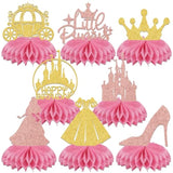 8 Pcs Princess Honeycomb Centerpieces, Princess Birthday Party Decorations, Princess Centerpieces For Tables, Princess Baby Shower Decorations Gold Rose Gold