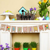 Hello Spring Banner Burlap Decoration Hello Spring Hanging Banner Garland Spring Home Mantel Fireplace Party Hanging Decoration For Door Mantel Fireplace Party Hanging Supplies