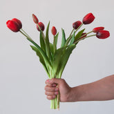 10Pcs Artificial Tulip Flowers Real Touch Latex Tulip Flowers Fake Bouquet Flower Arrangement Central Bouquet Home Office Party Gift Wedding Birthday Garden Shop Decoration (Red)