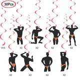 30Pcs Bachelorette Party Hanging Swirls Decorations, Rose Gold Male Dancer Hen Party Supplies, Bridal Shower Dirty & Naughty Bachelorette Party Decor For Women