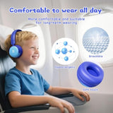S62 Kids Bluetooth Headphones, Wireless Headphones For Kids Over Ear With Microphone, 85/94Db Volume Limiter Headphones For Girls Boys, Foldable Headphones For Learning & Entertainment-Blue