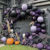 Black Purple Balloon Arch Kit Double Stuffed Garland for Halloween Birthday Party Decorations