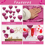 Foil Heart Balloons, 10Pcs Pink Heart Shape Balloons Valentines Balloons 18Inch Rose Red Foil Balloons For Helium Birthday Decorations For Girls Women For Valentines Day, Wedding, Anniversary