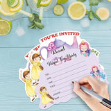 15 Pcs Watercolors Floral Teapot Cute Princess Shaped Fill-In Invitations Cards With Envelopes, Funny Birthday Baby Shower High Tea Royal Tea Party Invites For Teen Girls Adult Tea Lover