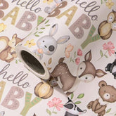 Woodland Kraft Baby Shower Wrapping Paper Roll for Kids’ Birthday & Parties