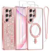Rose Gold Case for Galaxy S25 Ultra 6.9" with MagSafe, HD Screen Protectors & Lens