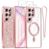 Rose Gold Case for Galaxy S25 Ultra 6.9" with MagSafe, HD Screen Protectors & Lens