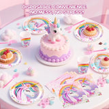 Unicorn Birthday Party Supplies Set, Disposable Tableware For 24 Guests, Includes Plates, Cups, Napkins, Cutlery – Cute Rainbow Unicorn Theme Birthday Decorations For Girls & Kids Party