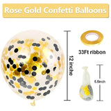 Black Gold Confetti Latex Balloons - 60 Pack 12 Inch Helium Black Gold Confetti Balloons For Wedding Graduation Baby Shower Birthday Party Decorations