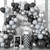102PCS Black & Silver Balloon Garland Kit Party Decor for Birthday, Wedding, Shower and More