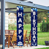 Blue & Silver Happy Birthday Banner: Party Door Decor