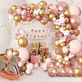 Rose Gold Balloons Garland Arch Kit, Rose Gold Pink White Confetti Balloons For Women Girls Princess Engagement Bridal Shower Wedding Bachelorette Brithday Party Decoration………