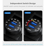 Car Charger, 36W Fast Car Charger Adapter, Dual Usb Car Fast Charge With Colorful Voltmeter & On/Off Switch