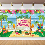 Hawaiian Luau Birthday Backdrop Aloha Beach Party Banner