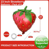 6 Pcs Giant Strawberry Balloons 23" Cute Berry Balloons for 1st Birthday Party