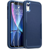 For Iphone Xr Case Blue With Screen Protector For Men,Funda Para Iphone 10 Xr Phone Case Blue Protective Cover And Screen Protector. (Deep Blue)