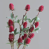 3Pcs Artificial Thistle Spray Eryngo Fake Eryngium Foetidum Simulation Sea Holly Flowers Faux Pincushion Flower For Wedding Bouquet Table Centerpiece Floral (Red)