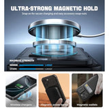 For 16 Pro Max Case With Slide Camera Cover & Adjustable Kickstand & Built-In Screen Protector,Compatible With Magsafe Shockproof Bumper Cases Heavy-Duty Mangetic Protective Cover,Black