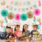 Birthday Decorations For Men Women Pink Green Gold Birthday Party Decorations Set - Happy Birthday Banner, Balloons, Tissue Paper Fans, Round String Garlands For Girls, Women, 18Th/21St Birthday Party