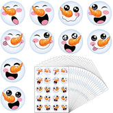 1000 Pieces Happy Snowman Stickers - Christmas Roll Circle Face Winter Holiday Label - Cute Seals Cards Fun Presents For Kids Xmas Party Decoration Supplies