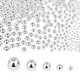 300pcs 5 Sizes Silver-Plated Smooth Round Beads for Bracelets, Necklaces, DIY Crafts