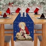 Jesus Christmas Decorations Table Runner Holy Night Nativity Santa Religious Navy Blue Kitchen Dining Table Decoration For Home Winter Xmas Holiday Indoor Decor 13X72 Inch