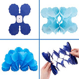 6Pcs Blue White Four-Leaf Clover Tissue Garlands for Frozen Party Decor