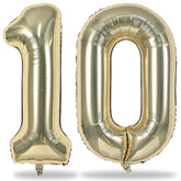 Champagne Gold Number 10 Balloons For 10Th Birthday Decorations, 40 Inch Light Gold Helium Foil Number 1 & 0 Balloons For Girls Boys, 10Th Birthday Balloons For Women Men Anniversary Party Supplies