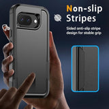 For Google Pixel 9A Case With Hd Screen Protector, Military-Grade Shockproof & Dual-Layer Protection, Anti-Slip Grip Design Phone Case, Black