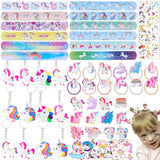 133Pcs Unicorn Party Favors Pack - Unicorn Theme Birthday Party Decoration With Bracelets, Hair Rings, Key Chains, Tattoos, Pinata Fillers