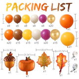 Fall Balloon Arch Kit: Pumpkin, Maple Leaf, Autumn Colors - 170 Piece