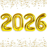 16 Inch Gold 2026 Number Foil Balloons for New Year Party, Birthday, and Anniversary