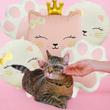 5Pcs Cat Foil Balloon Cat Paw Birthday Party Supplies Cute Crown Kitten Pet Cat Themed Birthday Party Baby Shower, Wedding Themed Party Decorations?Pink, Cream White?
