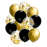 50 Pcs 12 Inches Black And Gold Balloons, Gold Confetti Balloons, Blac
