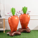 2 Pcs 46.9 Inch Jumbo Easter Balloons Carrot Shaped Foil Balloons With Base Standing For Birthday Party Easter Baby Shower Animal Picnic Cooking Party Decoration