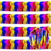 4 Pack 10 Ft Rainbow Foil Fringe Garland Metallic Streamers Tinsel Banner Wall Hanging Garland Backdrop For Parade Floats, Halloween, Christmas, Thanksgiving, New Year Party Decorations