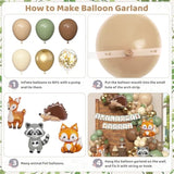 167 Pcs Woodland Baby Shower Kit Balloon Garland & Forest Animal Balloons