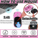Pink Wireless Mouse,Cute Wireless Car Mouse With Usb Reciver 1600Dpi Optical 2.4G For Pc Computer Laptop Tablet For Win Xp/Vista/Win7/Me/2000/For Mac Os(Cute)