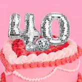 40Th Birthday Disco Cake Topper - 6 Pcs | Groovy Bday Party, Forty Supplies, Cute Boogie Decorations, 40 Dancing Queen