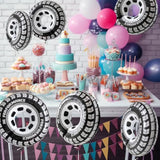 30 Inch Black Car Wheel Tire Party Balloons, Classic Large Racing Car Hot Wheels Mylar Foil Balloon For Men And Boys Racetrack Car Themed Birthday Baby Shower Party Decorations Supplies